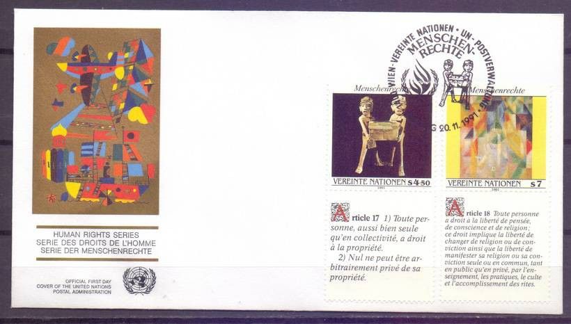 Znaczek Narody Zjednoczone Wiedeń 1991 Mi 123-124 FDC