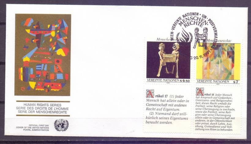 Znaczek Narody Zjednoczone Wiedeń 1991 Mi 123-124 FDC