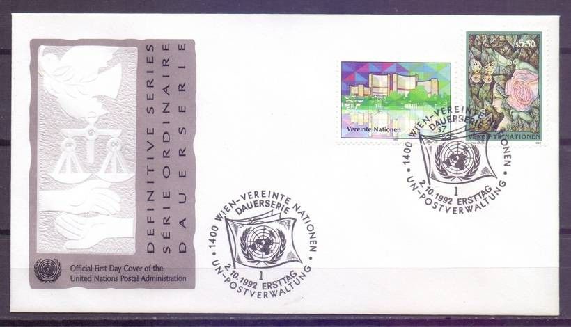 Znaczek Narody Zjednoczone Wiedeń 1992 Mi 137-138 FDC