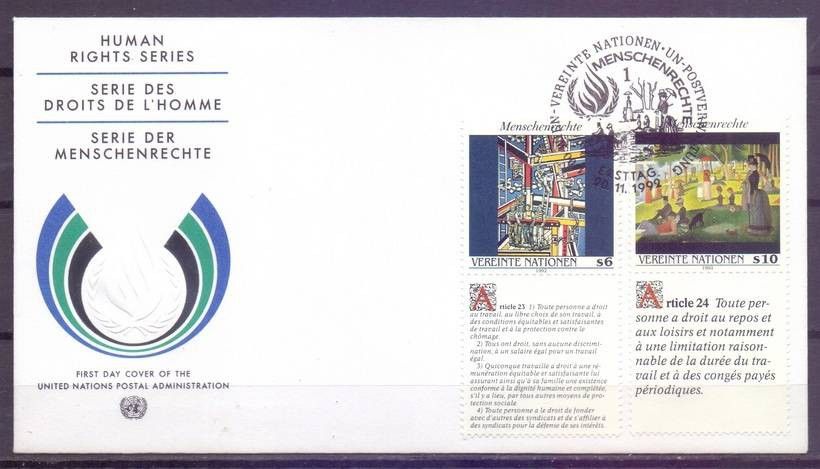 Znaczek Narody Zjednoczone Wiedeń 1992 Mi 139-140 FDC