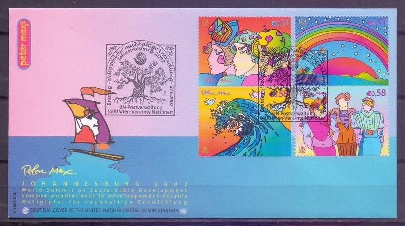 Znaczek Narody Zjednoczone Wiedeń 2002 Mi 367-370 FDC