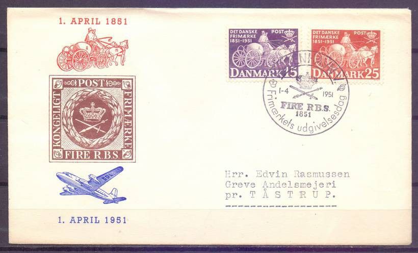 Znaczek Dania 1951 Mi 326-327 FDC