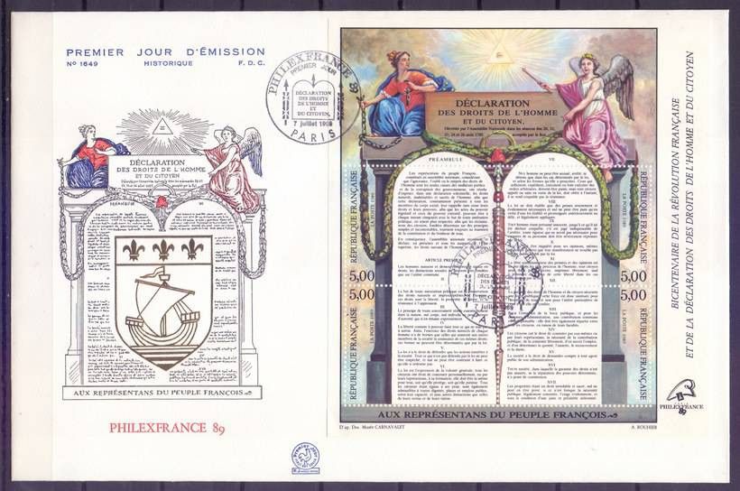 Znaczek Francja 1989 Mi bl 9 FDC