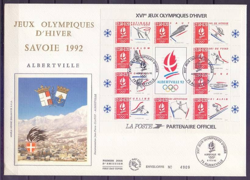 Znaczek Francja 1992 Mi bl 12 FDC