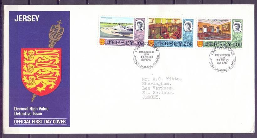 Znaczek Jersey 1970 Mi 46-48 FDC
