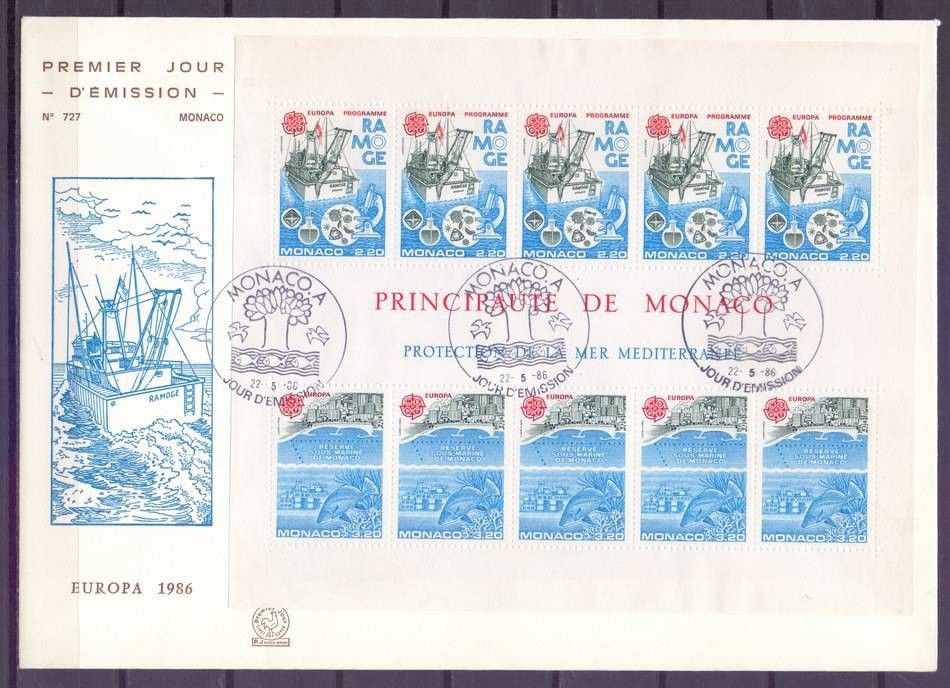 Znaczek Monako 1986 Mi bl 32 FDC