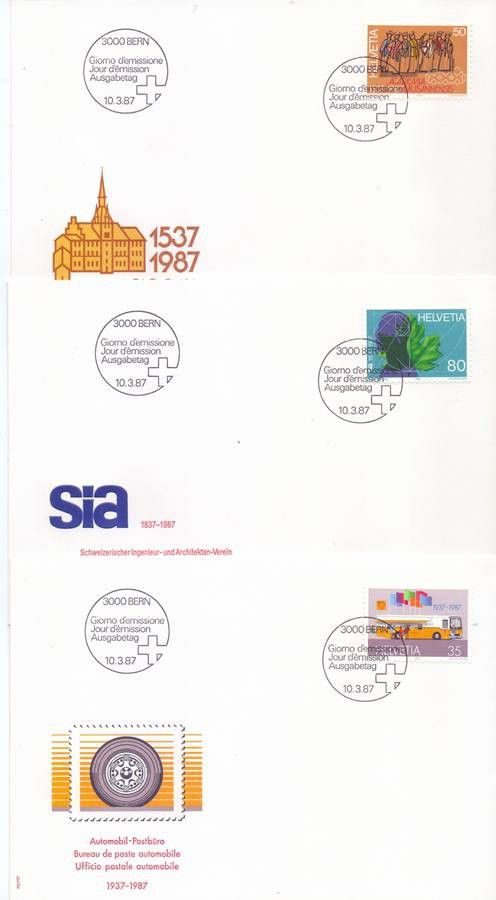 Znaczek Szwajcaria 1987 Mi 1335-1339 FDC