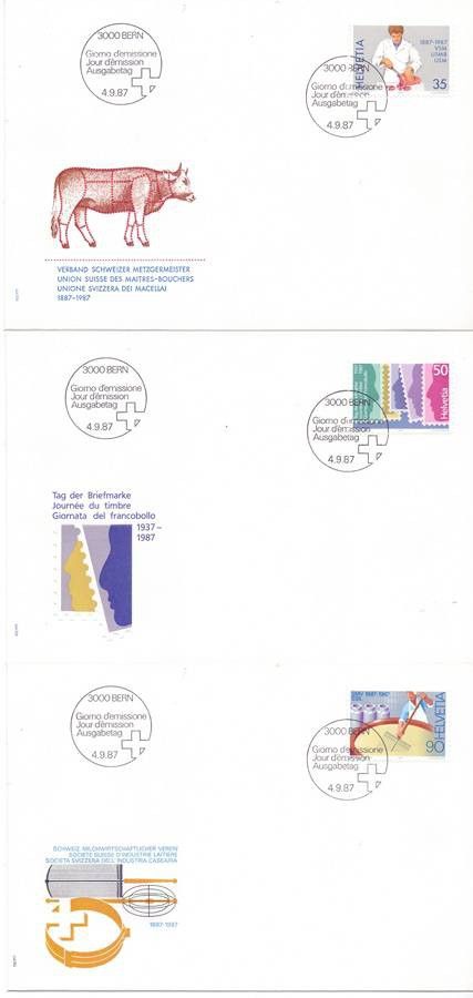 Znaczek Szwajcaria 1987 Mi 1351-1353 FDC