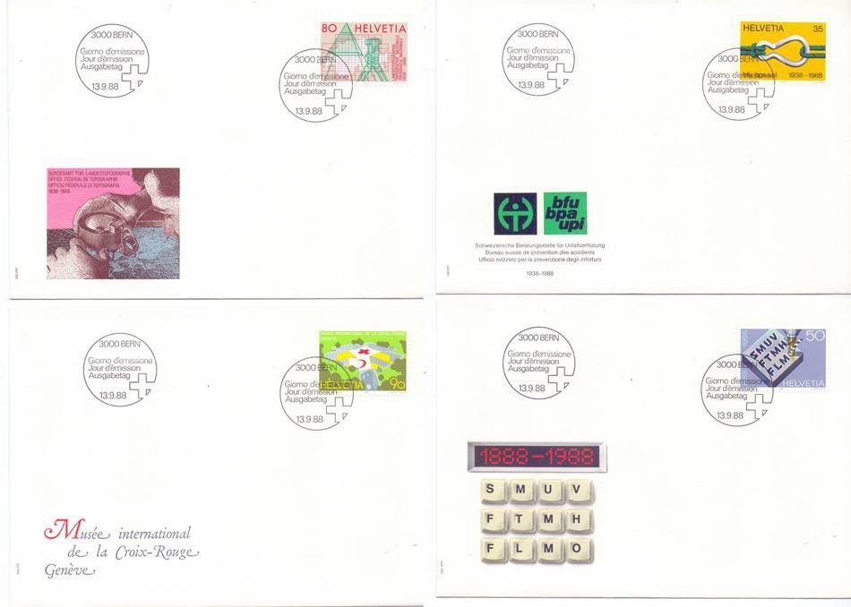Znaczek Szwajcaria 1988 Mi 1376-1379 FDC