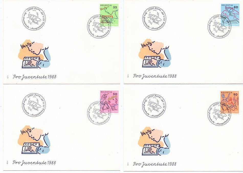 Znaczek Szwajcaria 1988 Mi 1381-1384 FDC