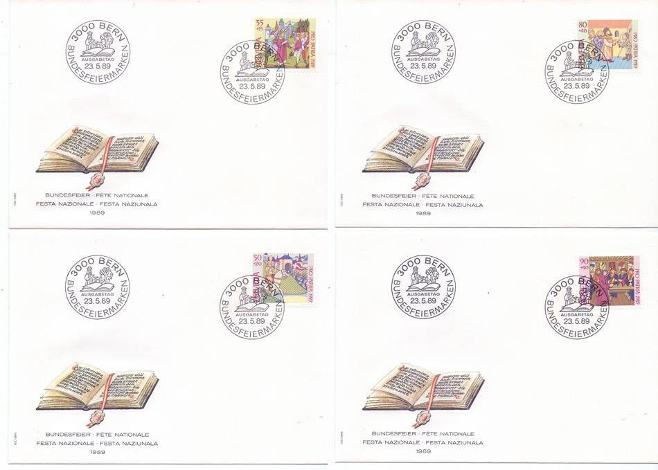 Znaczek Szwajcaria 1989 Mi 1393-1396 FDC