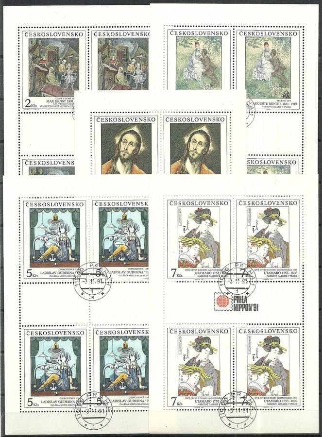Znaczek Czechosłowacja 1991 Mi ark 3102-3106 Stemplowane