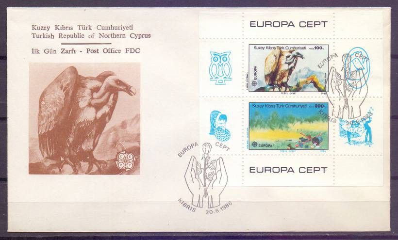 Znaczek Cypr Północny 1986 Mi bl 5 FDC