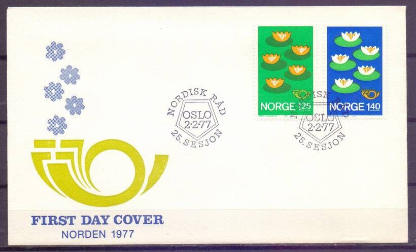 Znaczek Norwegia 1977 Mi 737-738 FDC