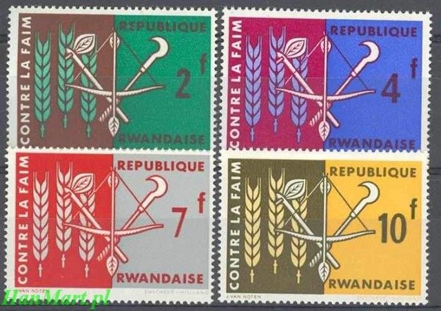 Znaczek Rwanda 1963 Mi 23-26 Czyste **