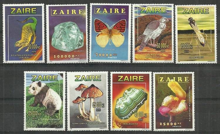 Znaczek Kongo Kinszasa / Zair 1996 Mi 1535-1543OCB Czyste **