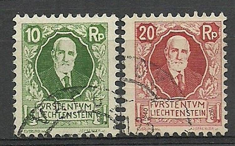 Znaczek Liechtenstein 1925 Mi 72-73 Stemplowane