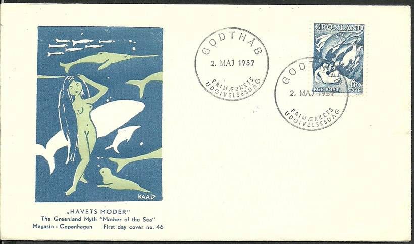 Znaczek Grenlandia 1957 Mi 39 FDC