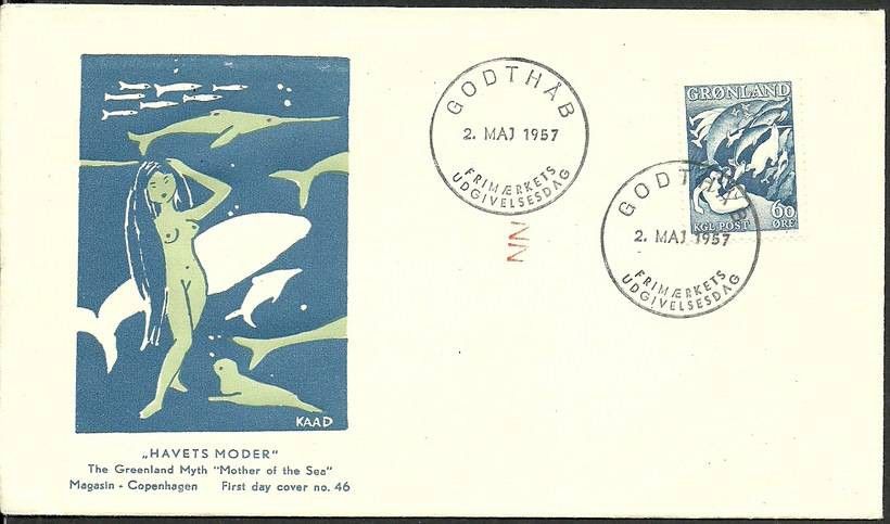 Znaczek Grenlandia 1957 Mi 39 FDC