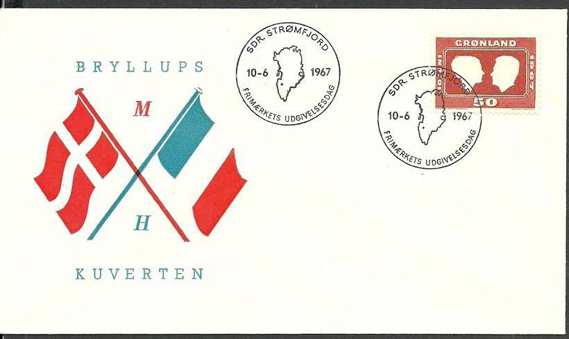 Znaczek Grenlandia 1967 Mi 67 FDC