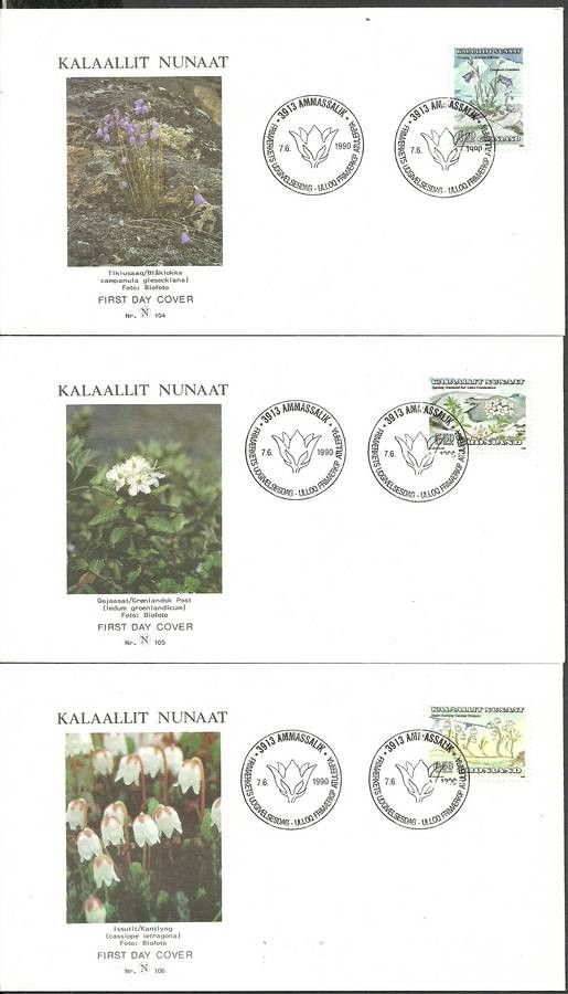 Znaczek Grenlandia 1990 Mi 205-207 FDC