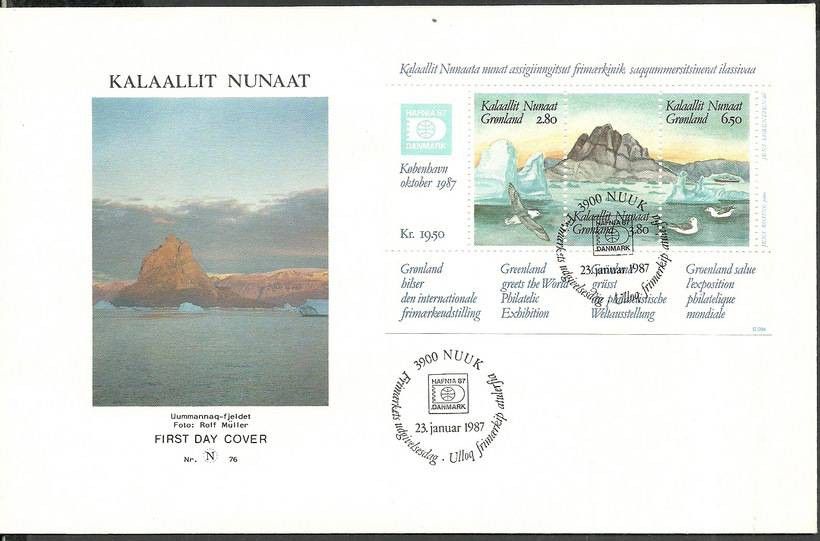Znaczek Grenlandia 1987 Mi bl 1 FDC
