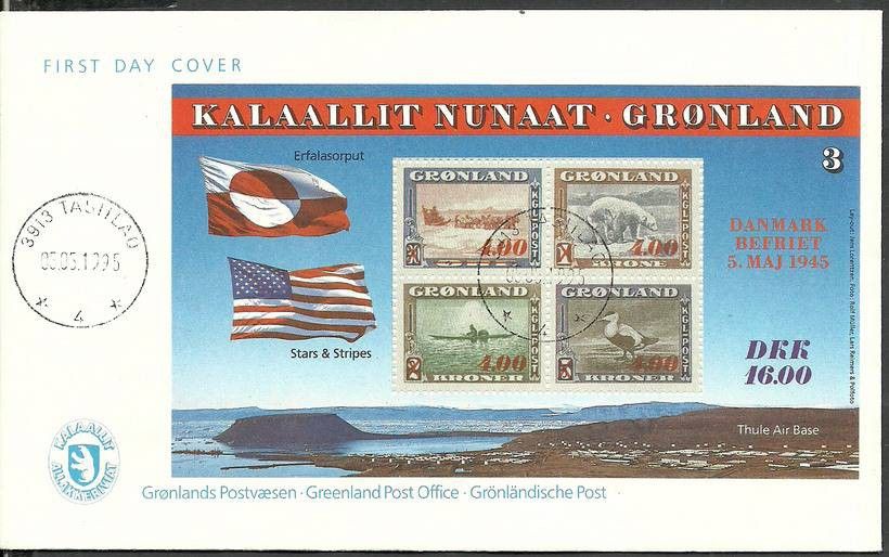 Znaczek Grenlandia 1995 Mi bl 8 FDC