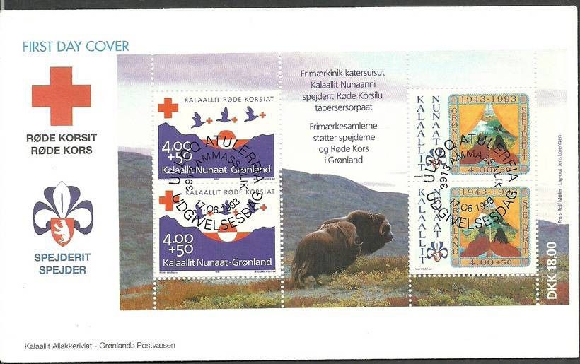 Znaczek Grenlandia 1993 Mi bl 4 FDC