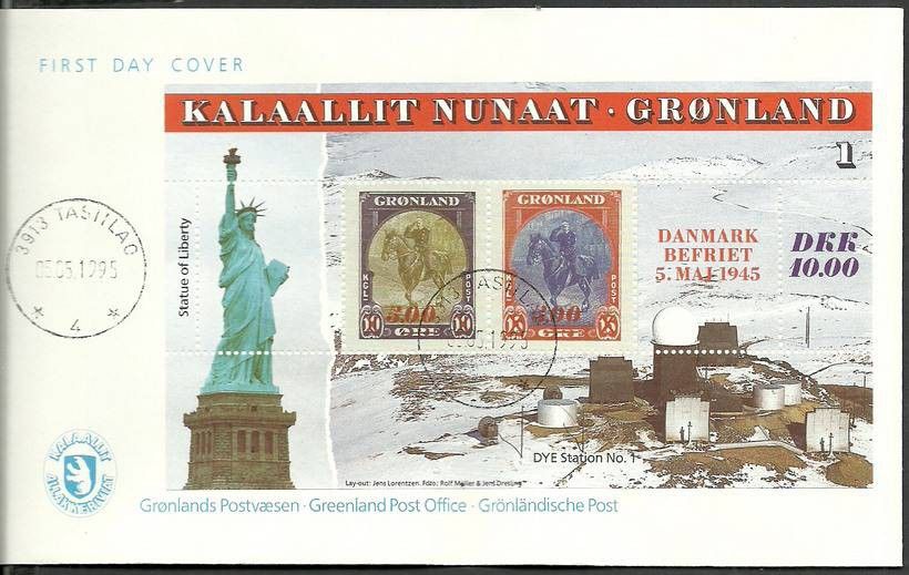 Znaczek Grenlandia 1995 Mi bl 6 FDC