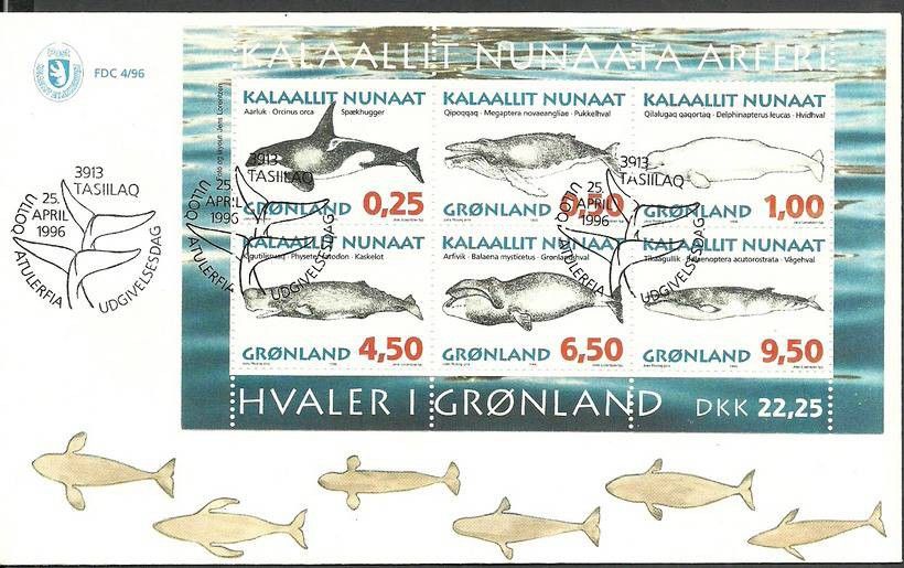 Znaczek Grenlandia 1996 Mi bl 10 FDC