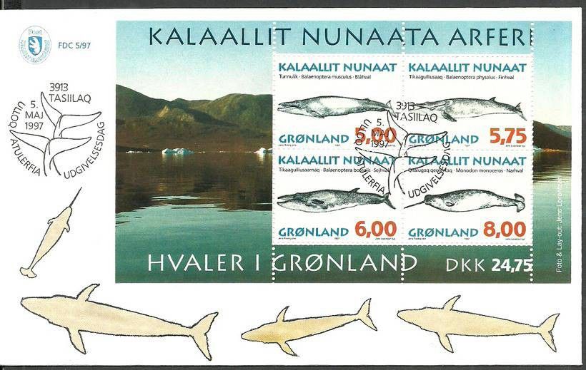 Znaczek Grenlandia 1997 Mi bl 13 FDC