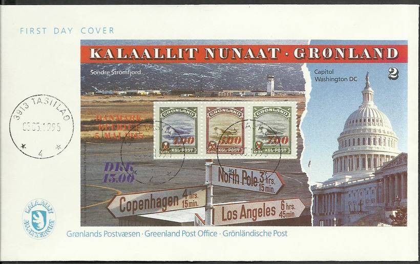 Znaczek Grenlandia 1995 Mi bl 7 FDC