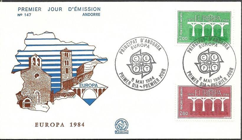 Znaczek Andora Francuska 1984 Mi 350-351 FDC