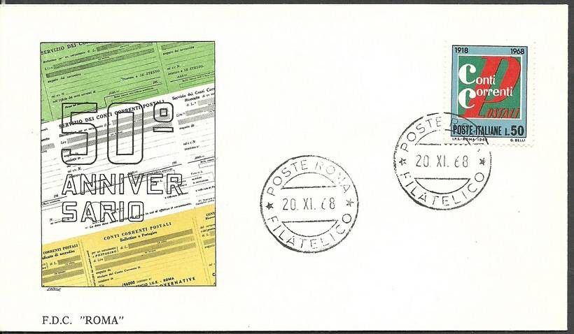 Znaczek Włochy 1968 Mi 1289 FDC