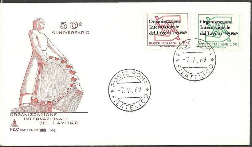 Znaczek Włochy 1969 Mi 1299-1300 FDC