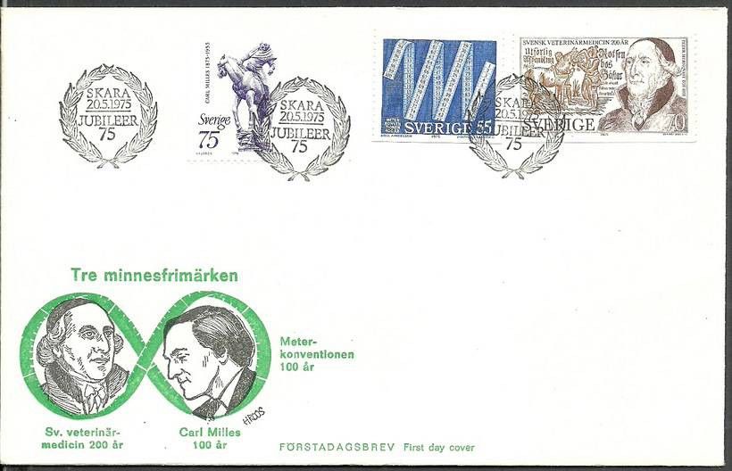 Znaczek Szwecja 1975 Mi 903+904+905 FDC