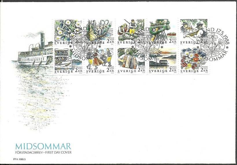 Znaczek Szwecja 1988 Mi 1482-1491 FDC