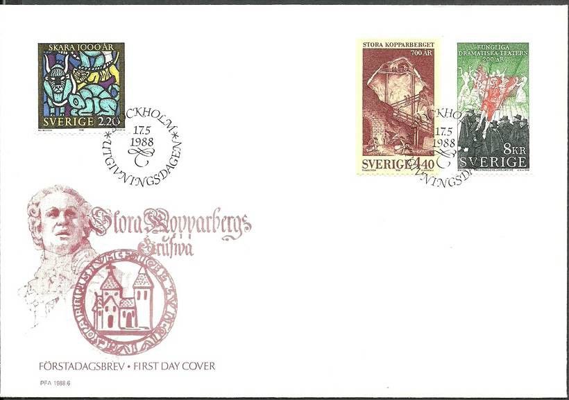 Znaczek Szwecja 1988 Mi 1492-1494 FDC