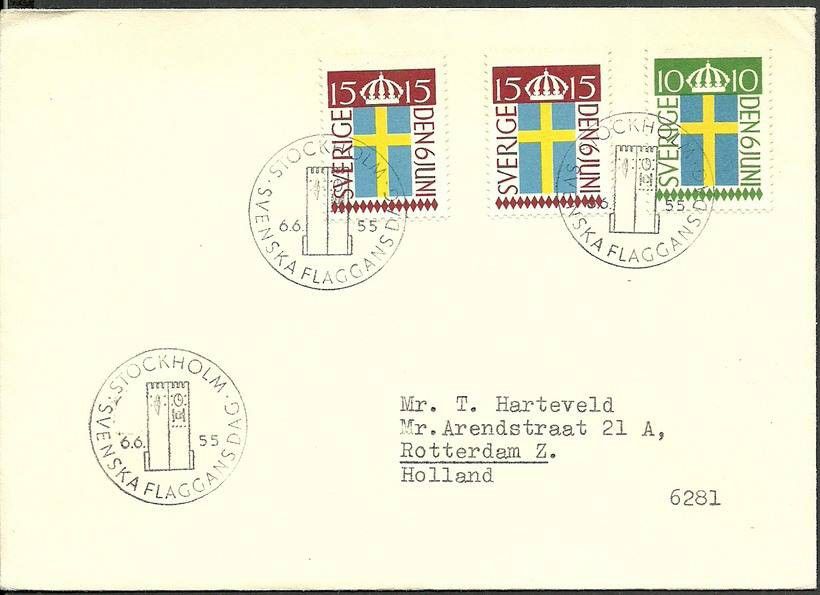 Znaczek Szwecja 1955 Mi adr404-405 FDC