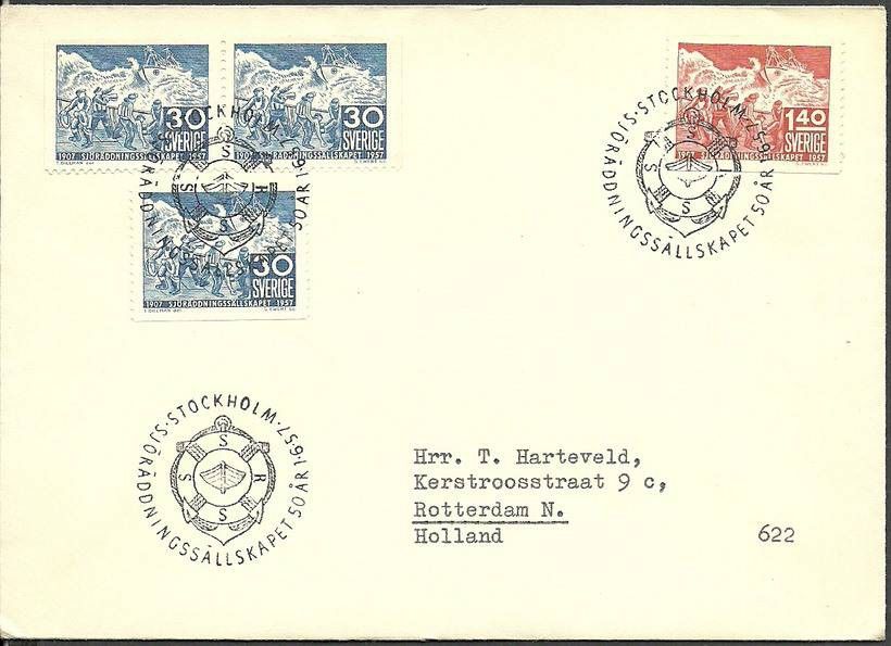 Znaczek Szwecja 1957 Mi adr421-422 FDC