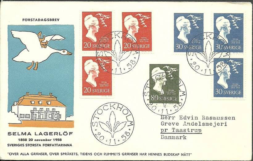 Znaczek Szwecja 1958 Mi adr443-445C FDC