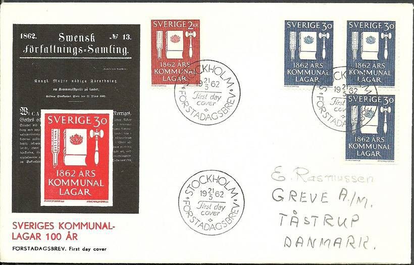 Znaczek Szwecja 1962 Mi adr487-488C FDC