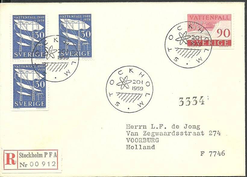 Znaczek Szwecja 1959 Mi adr446-447 FDC