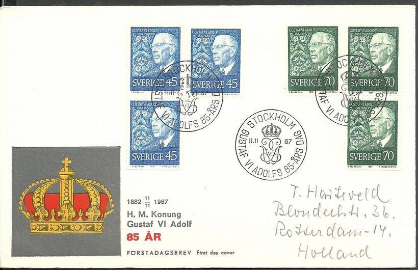 Znaczek Szwecja 1967 Mi adr594C-595Dl FDC