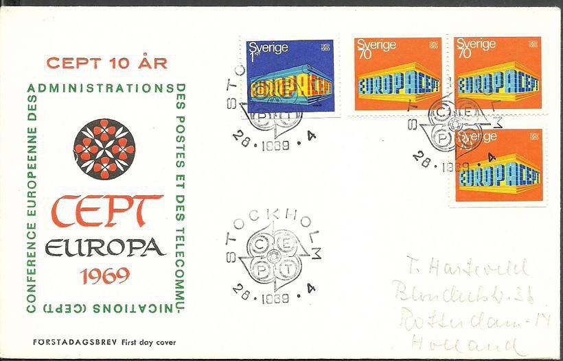 Znaczek Szwecja 1969 Mi adr634-635A FDC