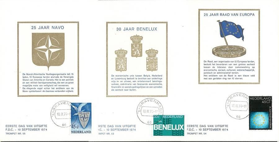 Znaczek Holandia 1974 Mi 1035-1037 Karta Max