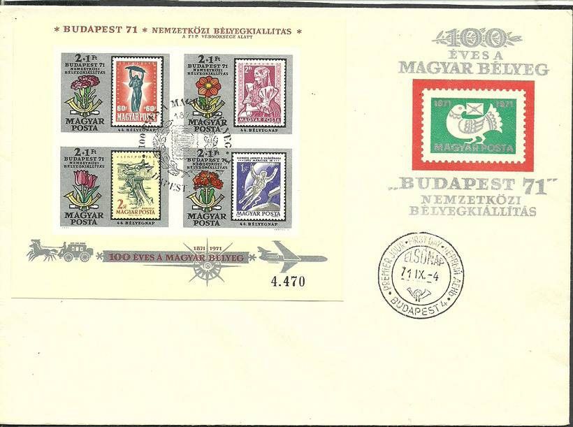 Znaczek Węgry 1971 Mi bl 83B FDC