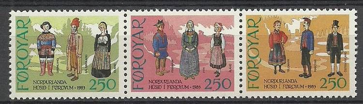 Znaczek Wyspy Owcze 1983 Mi 90-92 Czyste **