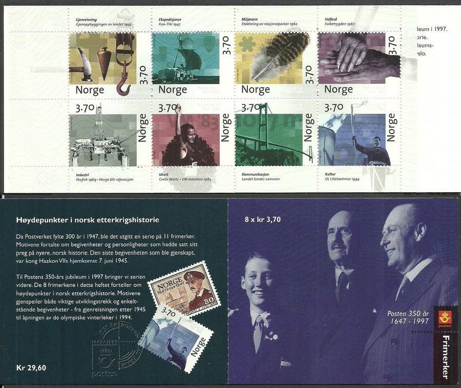 Znaczek Norwegia 1997 Mi mh 1249-1256 Czyste **