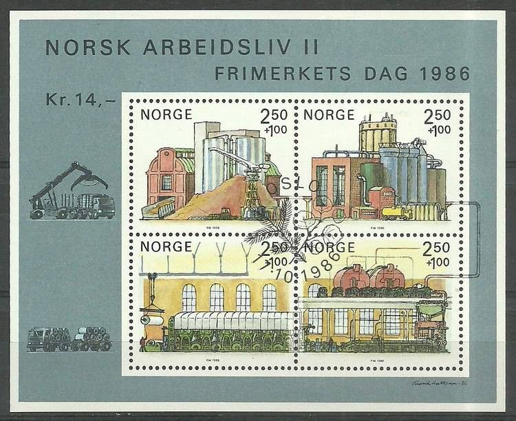 Znaczek Norwegia 1986 Mi bl 6 Stemplowane